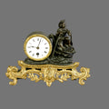 Mantle Clock, Late 19th Century, Sculptural Clock, Brass and Gilded