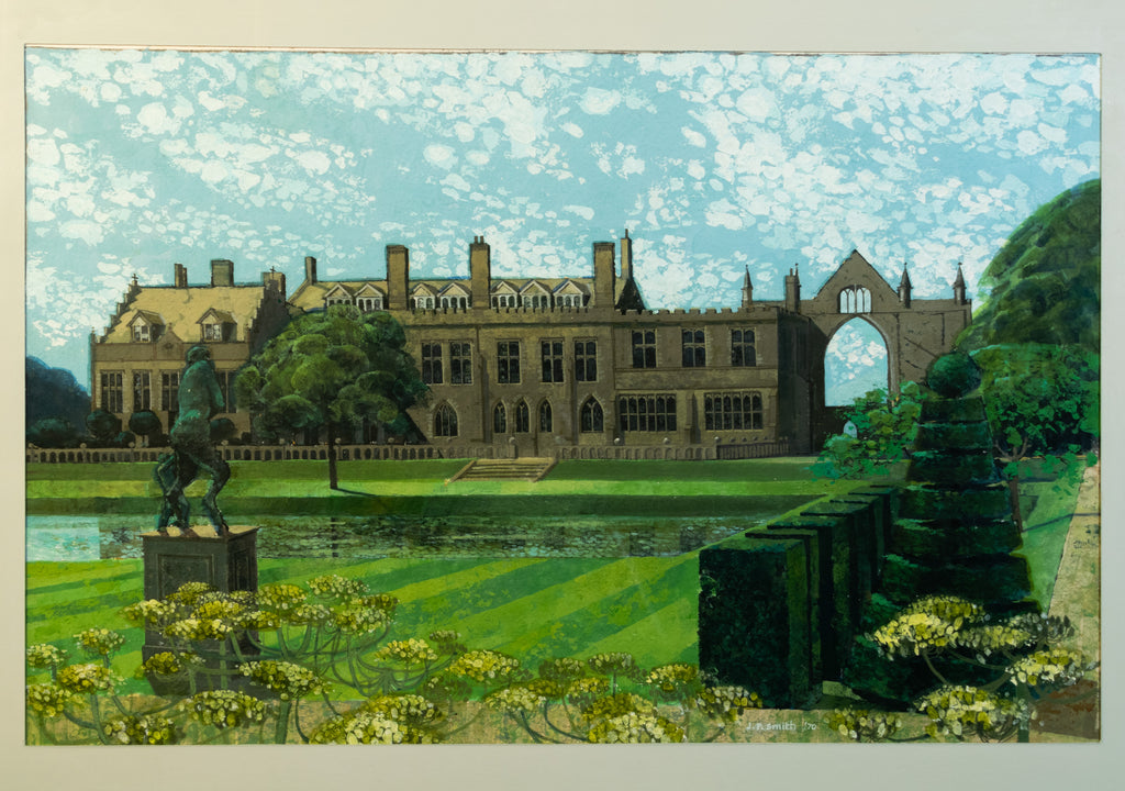 Newstead Abbey, 1970, Stately Home, Lord Byron, Watercolour, signed, JP Smith