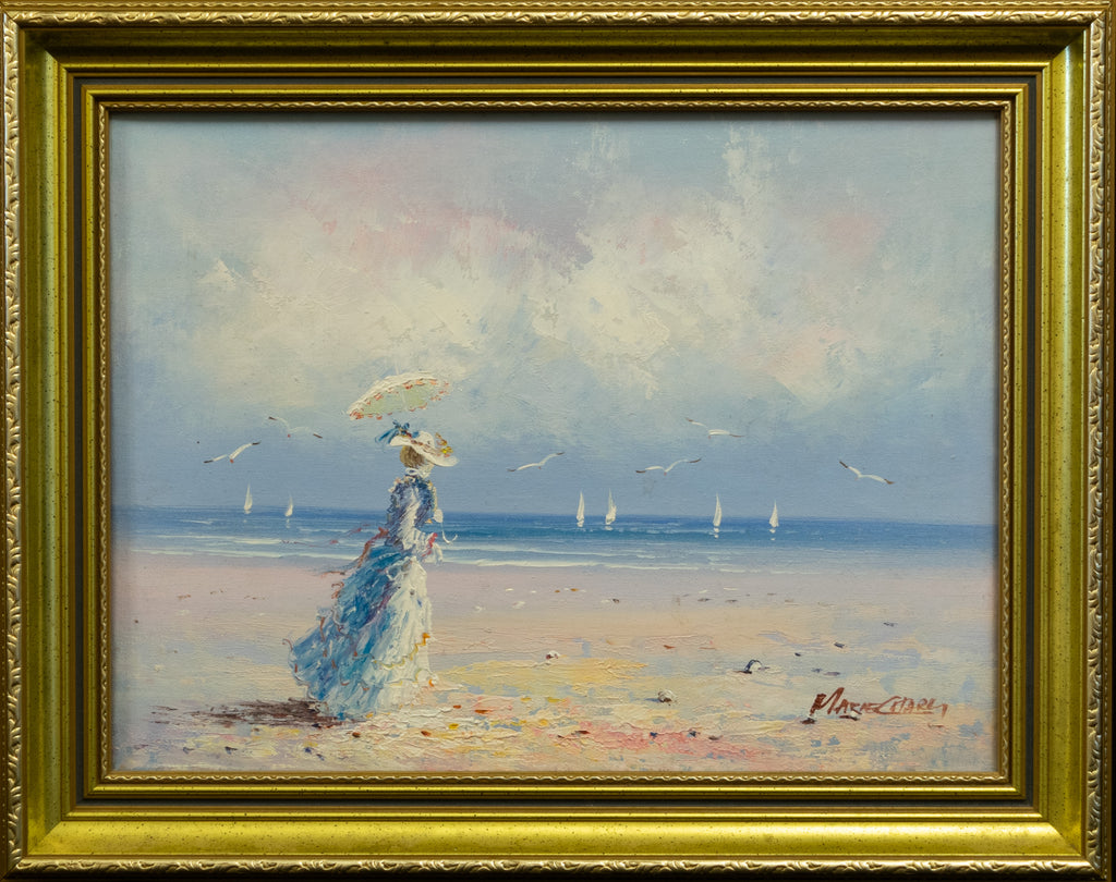 Woman on the Shore, Original Oil on Canvas, Marie Charlot, Contemporary