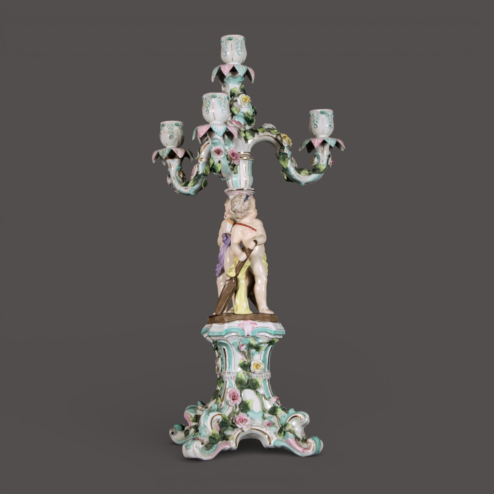 Sitzendorf,  Figural Candelabra, Antique, Candlestick, German