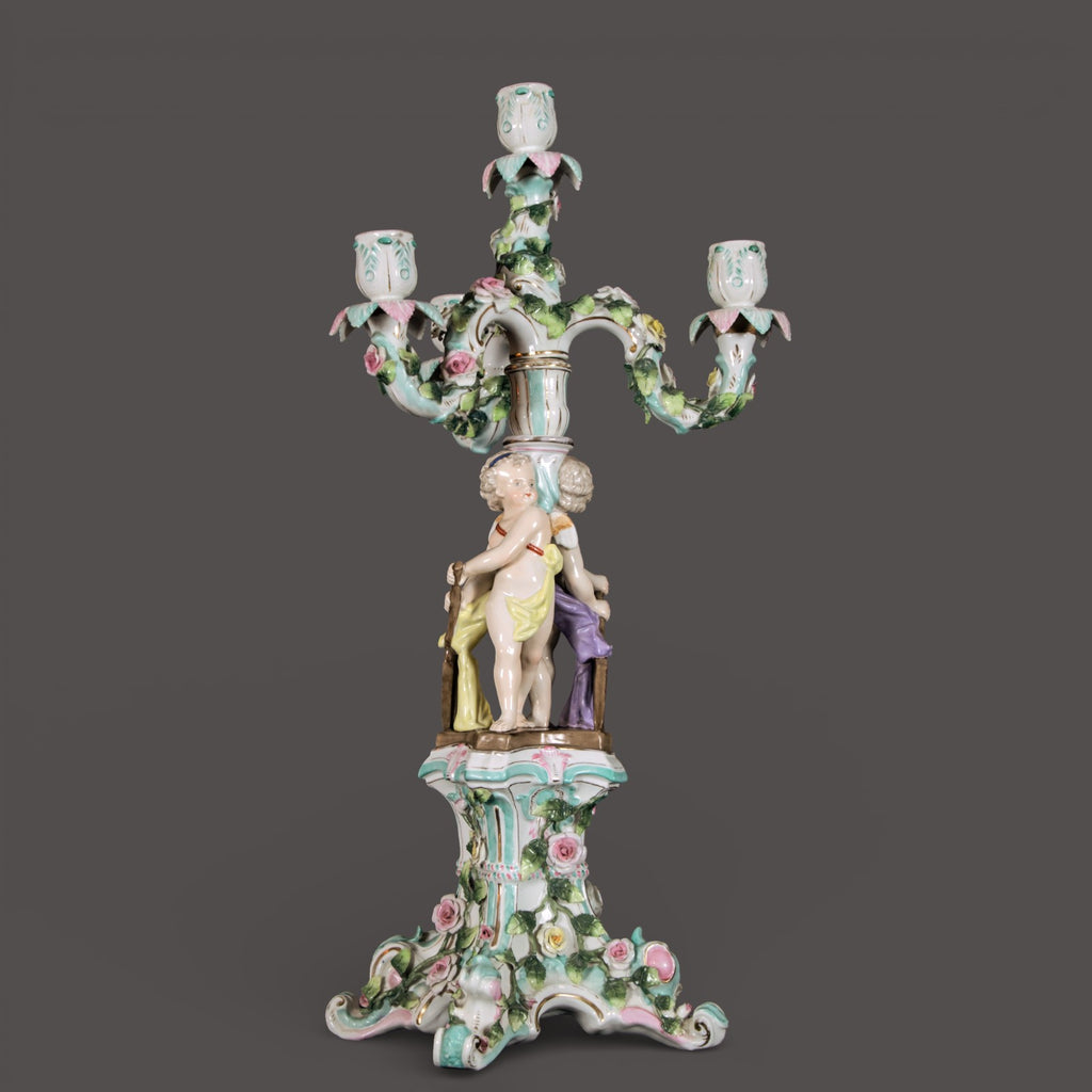 Sitzendorf,  Figural Candelabra, Antique, Candlestick, German