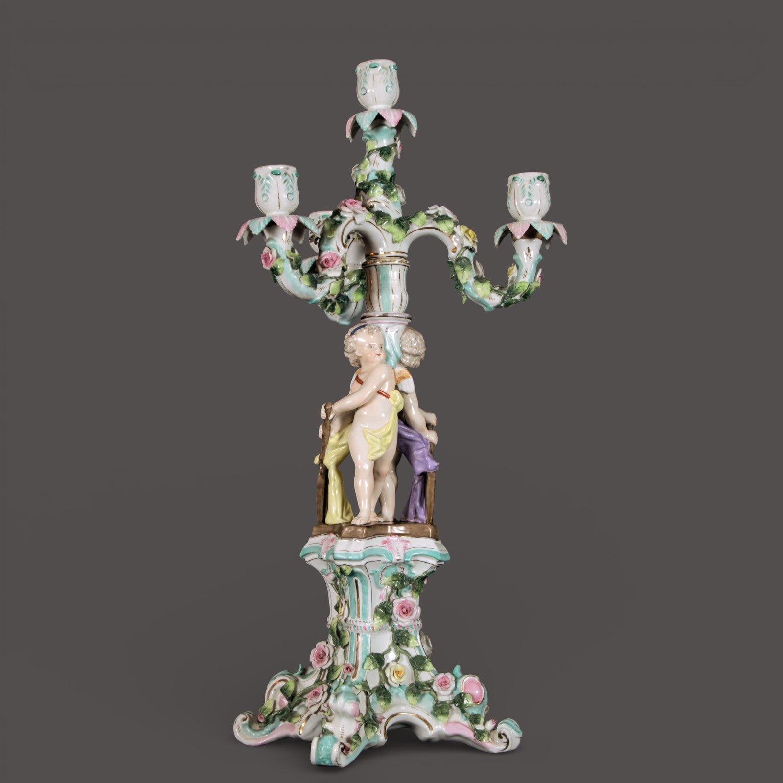 Sitzendorf,  Figural Candelabra, Antique, Candlestick, German
