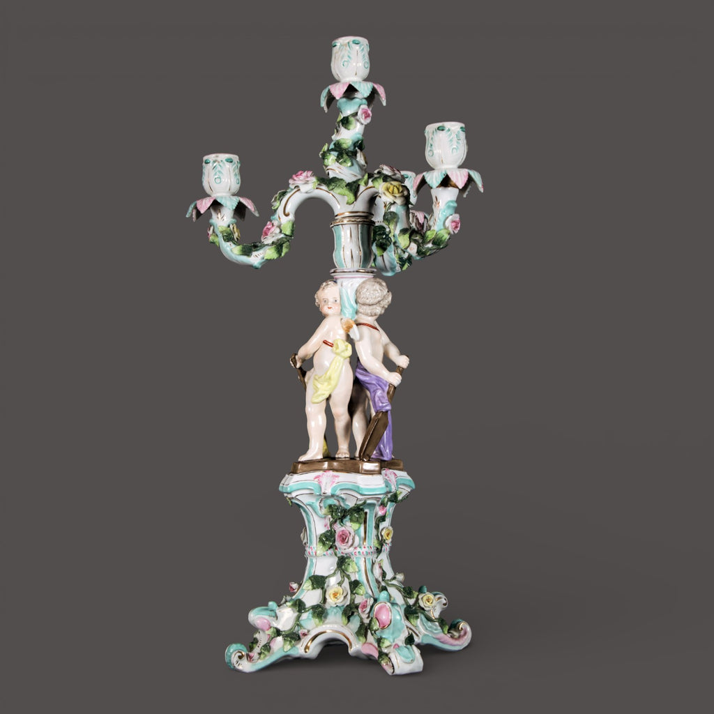Sitzendorf,  Figural Candelabra, Antique, Candlestick, German