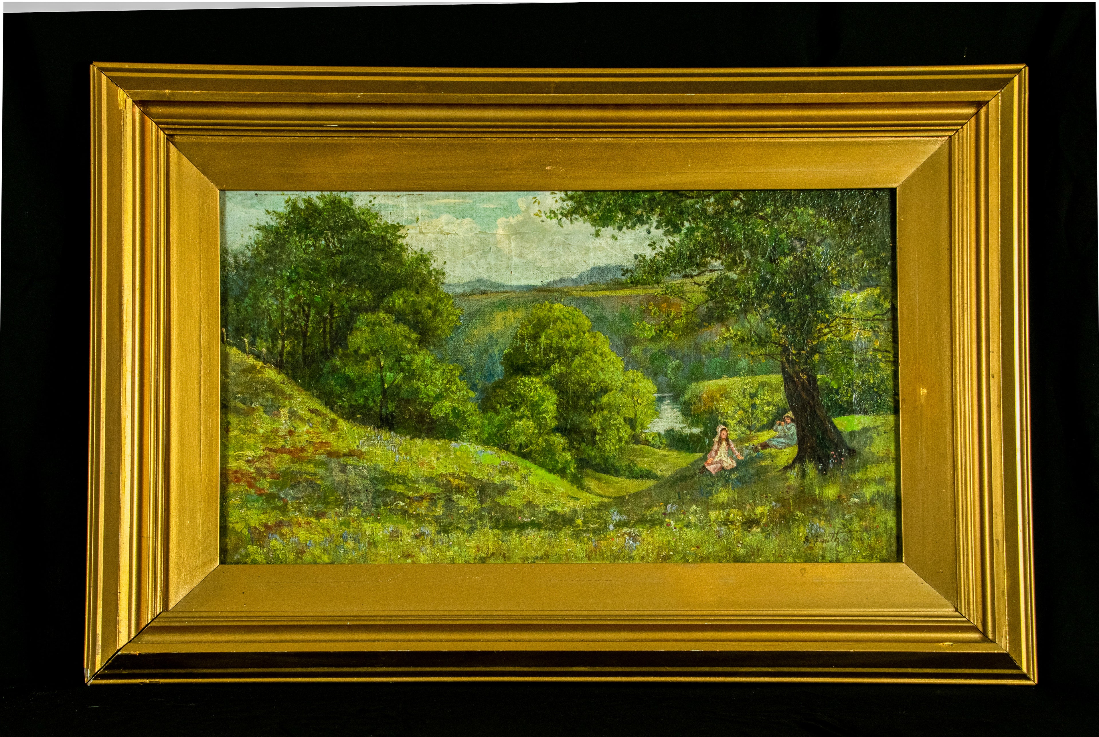 Antique Oil Painting, Leahurst Park, view from,Florence Nightingale, Signed B Smith, 1901