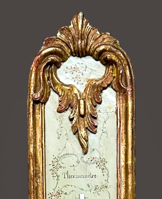 Thermometer, Antique, French, Alcohol, Ornate, Gilded Wood Case