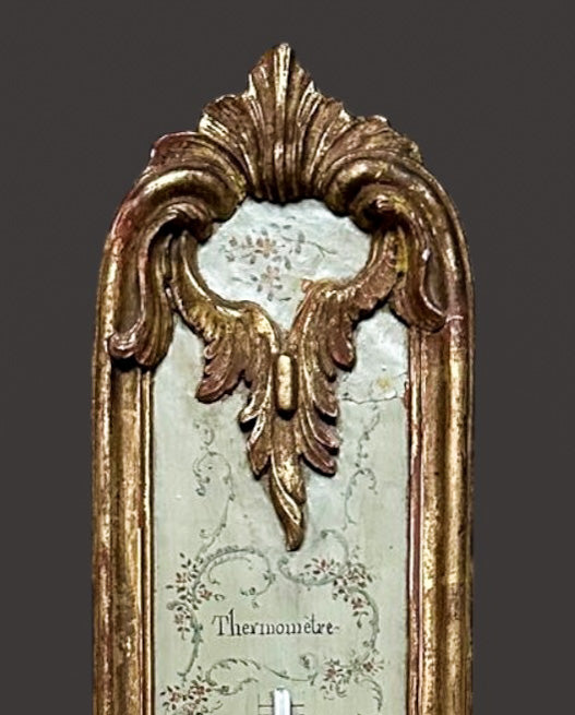 Thermometer, Antique, French, Alcohol, Ornate, Gilded Wood Case
