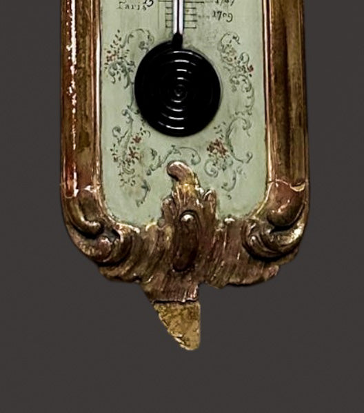 Thermometer, Antique, French, Alcohol, Ornate, Gilded Wood Case