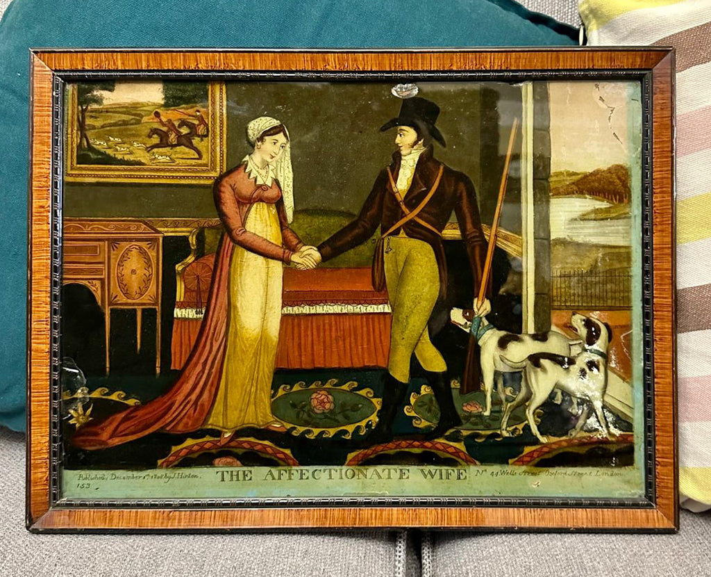 Reverse Glass painting, The Affectionate Wife, 1808