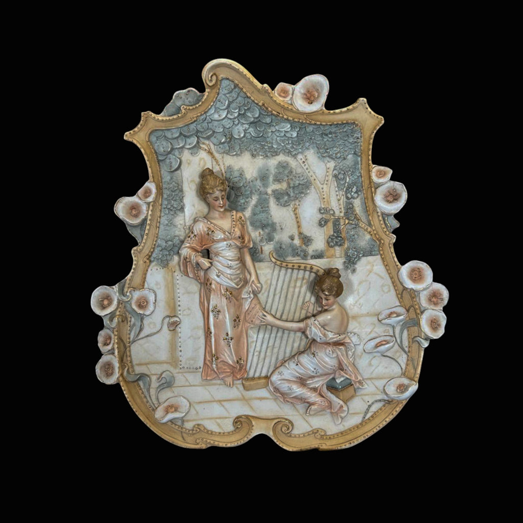 Antique, Wall Plaques, German, Pretty Ladies