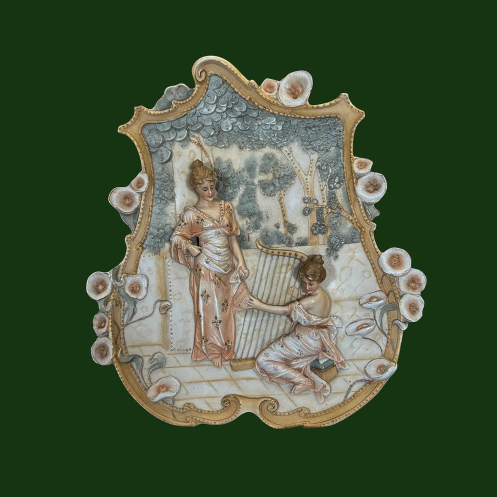 Antique, Wall Plaques, German, Pretty Ladies