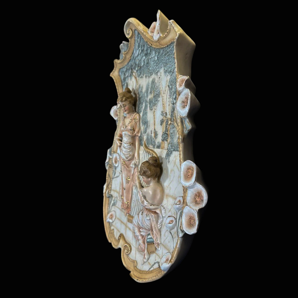 Antique, Wall Plaques, German, Pretty Ladies