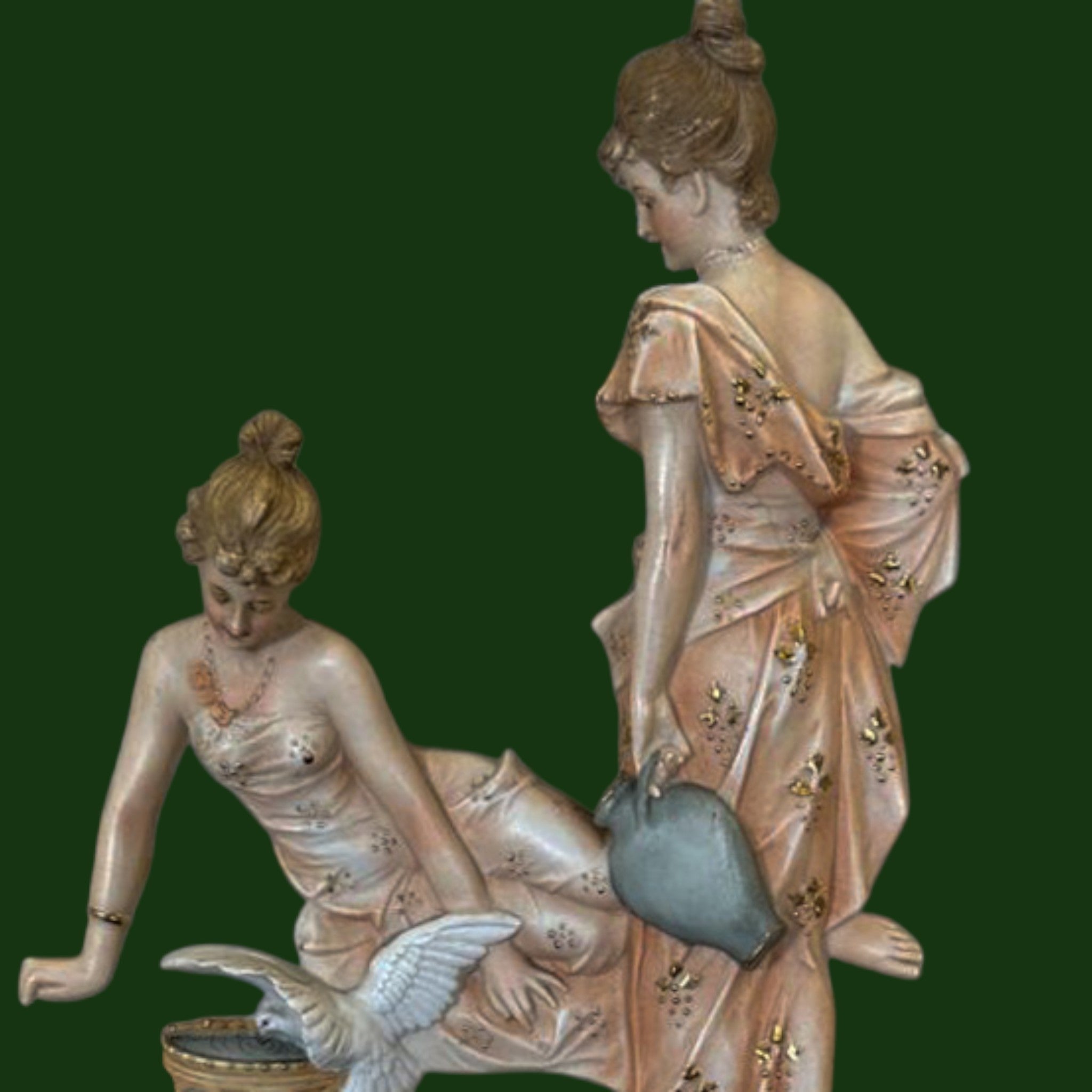 Antique, Wall Plaques, German, Pretty Ladies