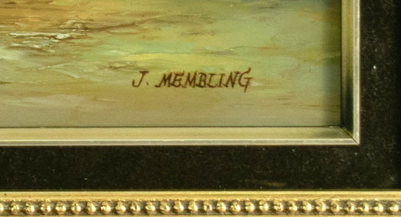 Antique Oil Painting, English, signed, A Lively evening at the Tavern, Membling