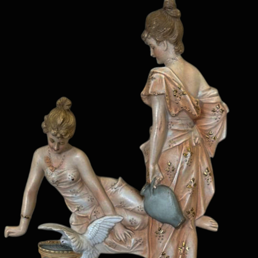 Antique, Wall Plaques, German, Pretty Ladies