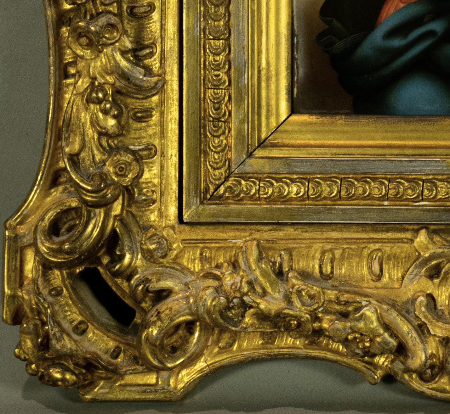 PorcelainPainting Madonna with Infant gilt framed KMP
