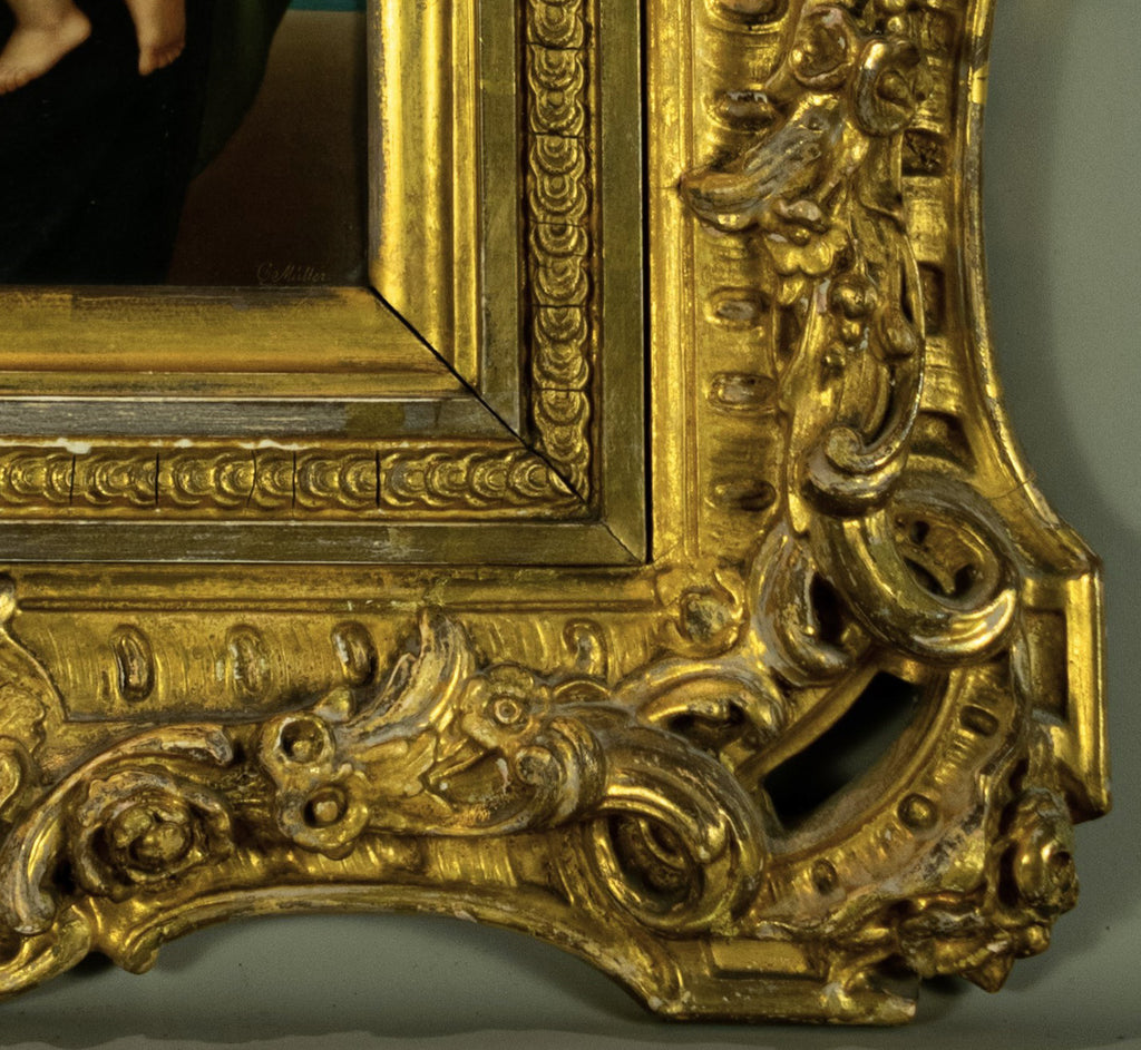 PorcelainPainting Madonna with Infant gilt framed KMP