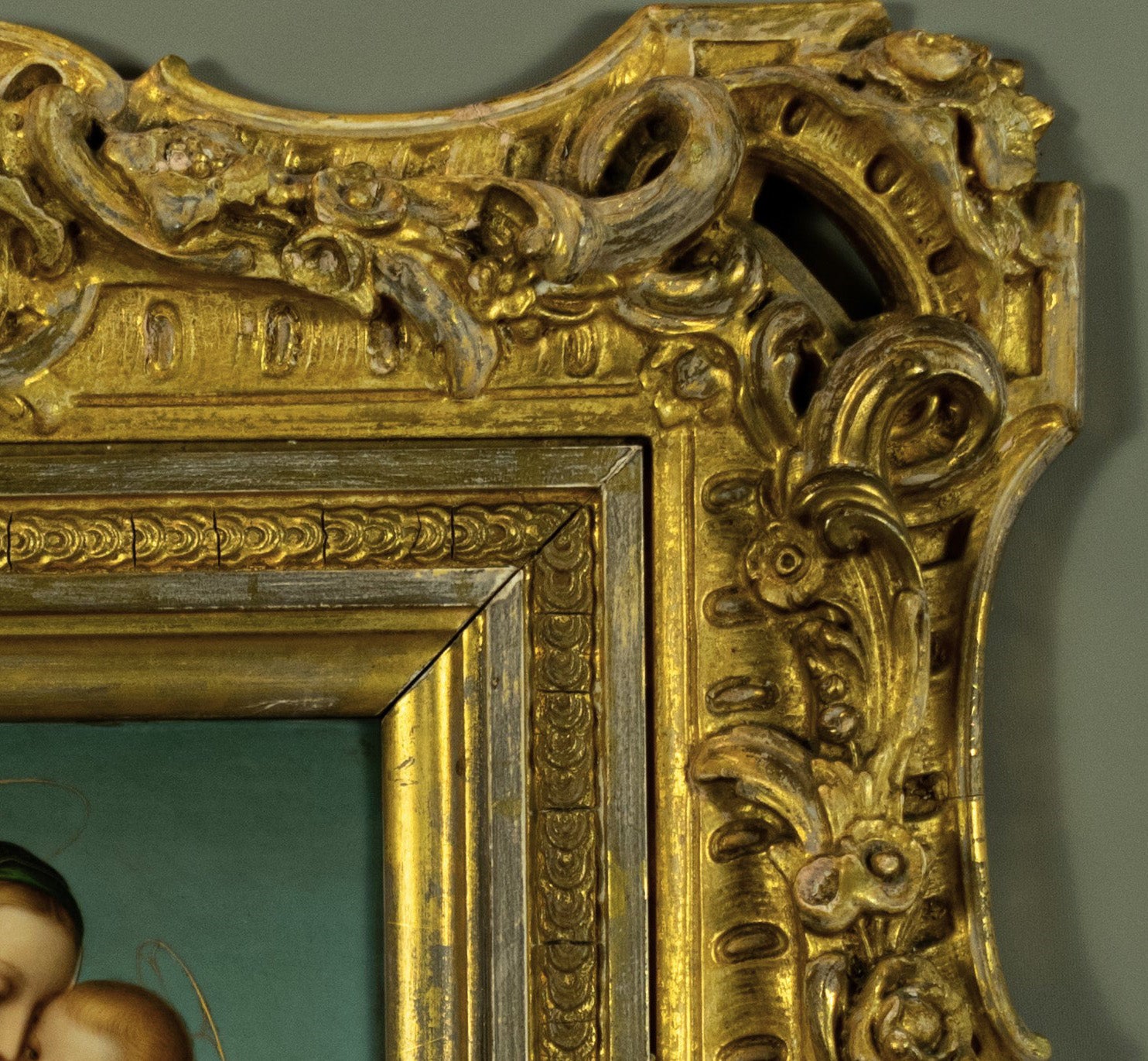 PorcelainPainting Madonna with Infant gilt framed KMP