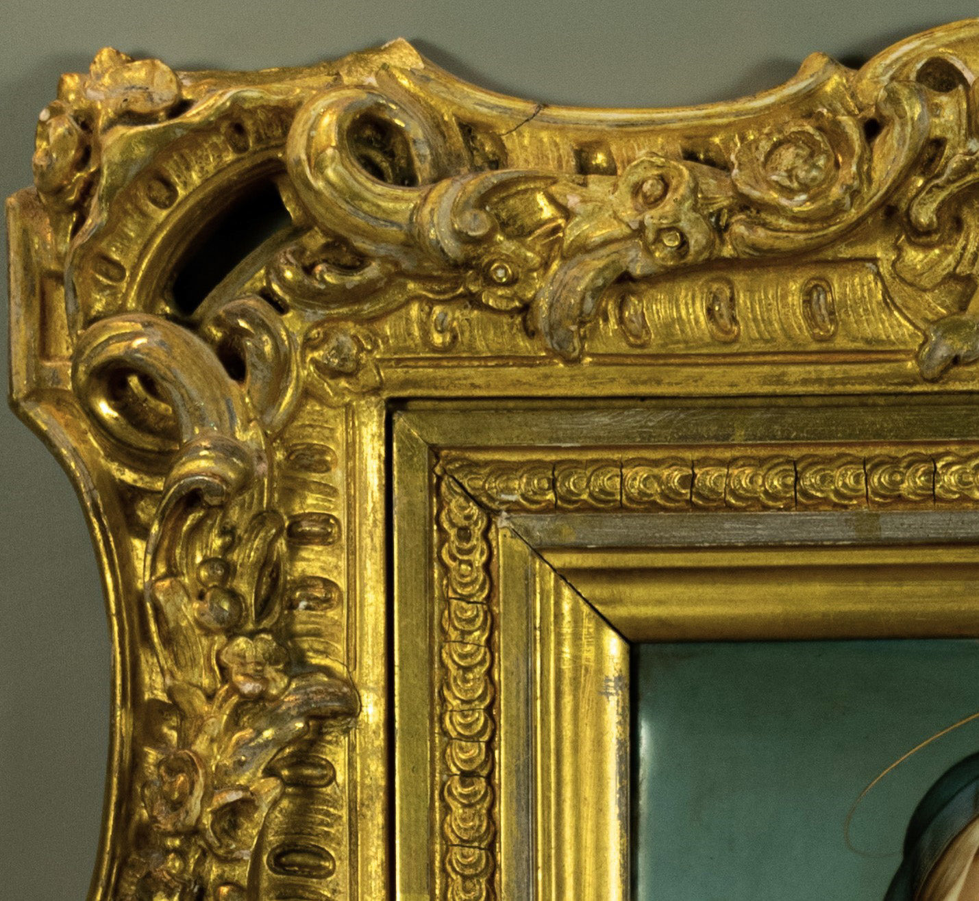 PorcelainPainting Madonna with Infant gilt framed KMP