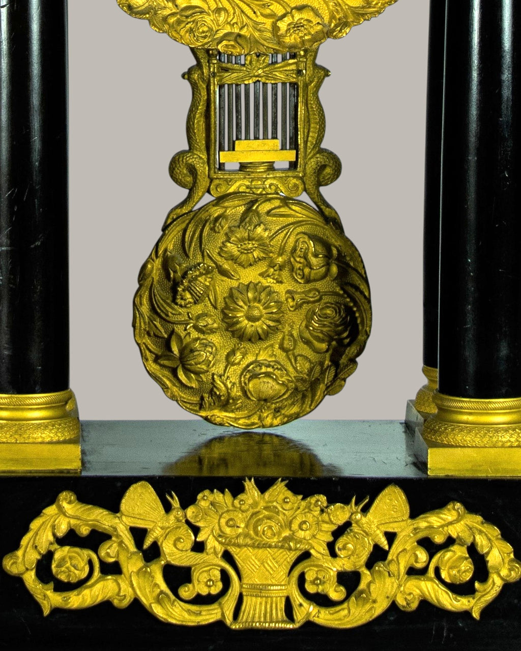 Mantle Clock, Antique, French, Louis Philppe, Portico
