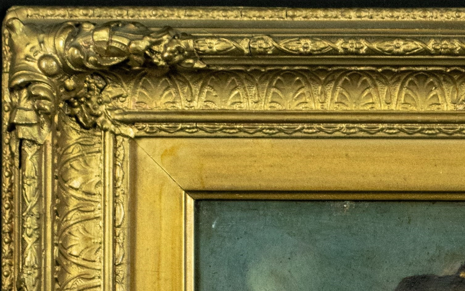 Oil Painting, Antique, Intimate Moment: Grandfather and Granddaughter