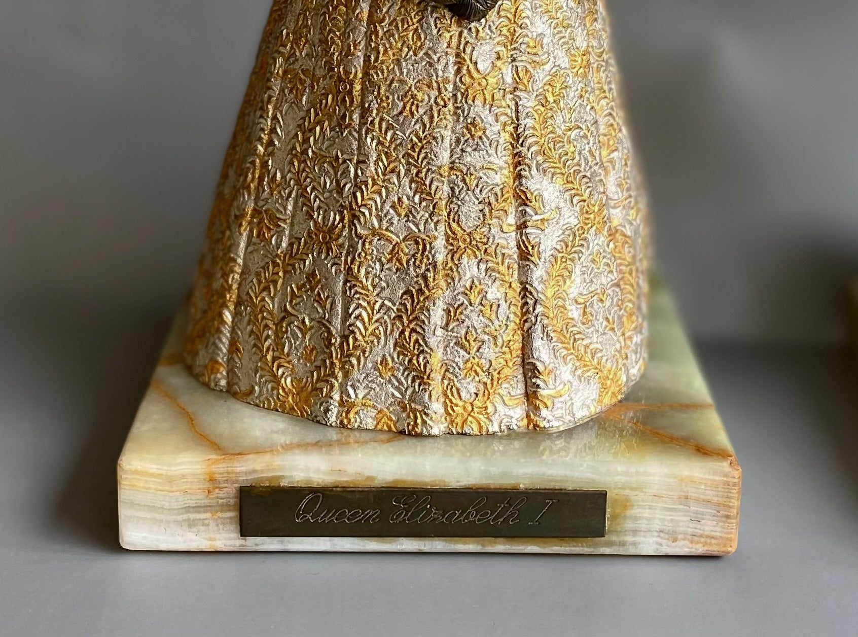 Queen Elizabeth I, Bronze, Gilded and Silvered, Onyx Base, Contemporary