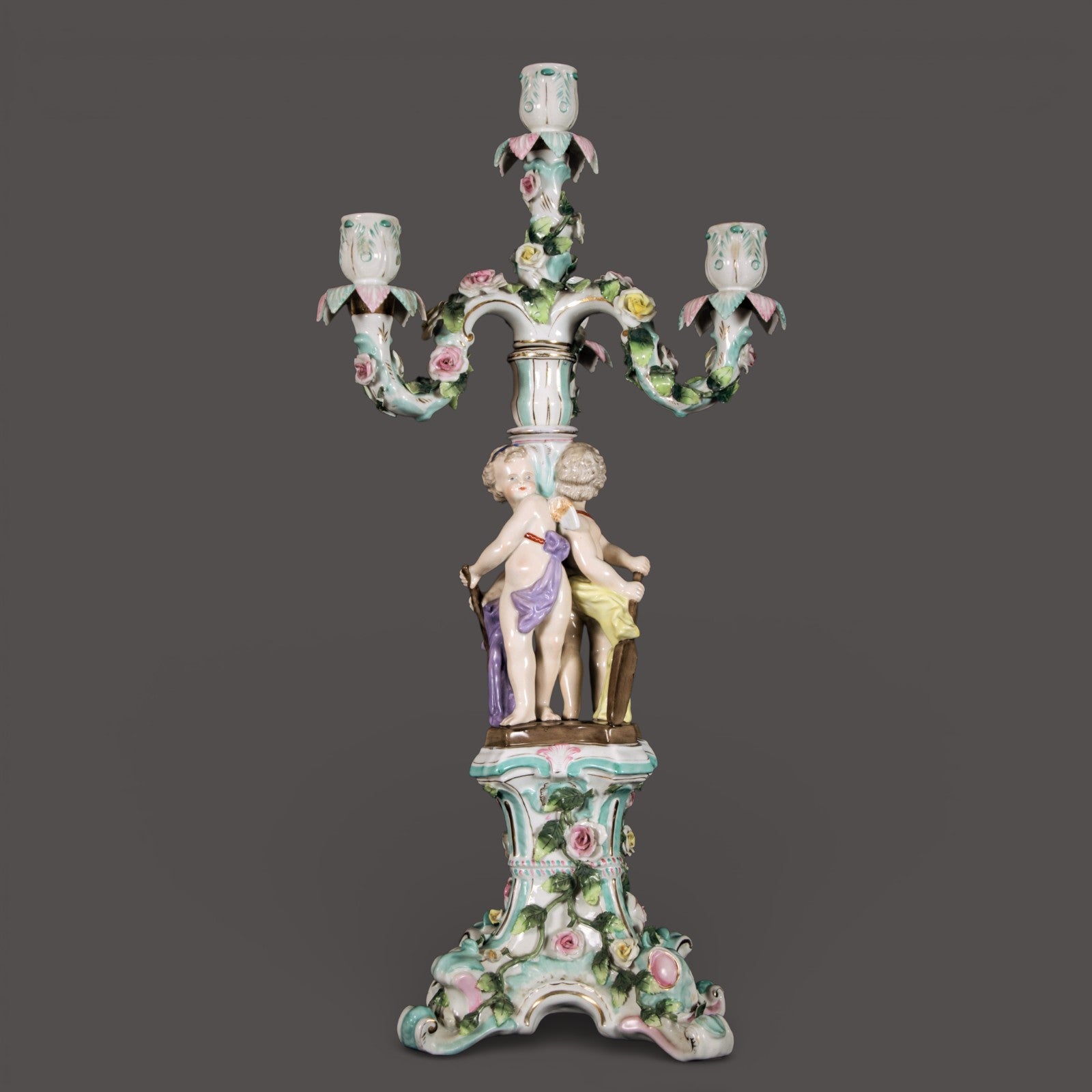 Sitzendorf,  Figural Candelabra, Antique, Candlestick, German
