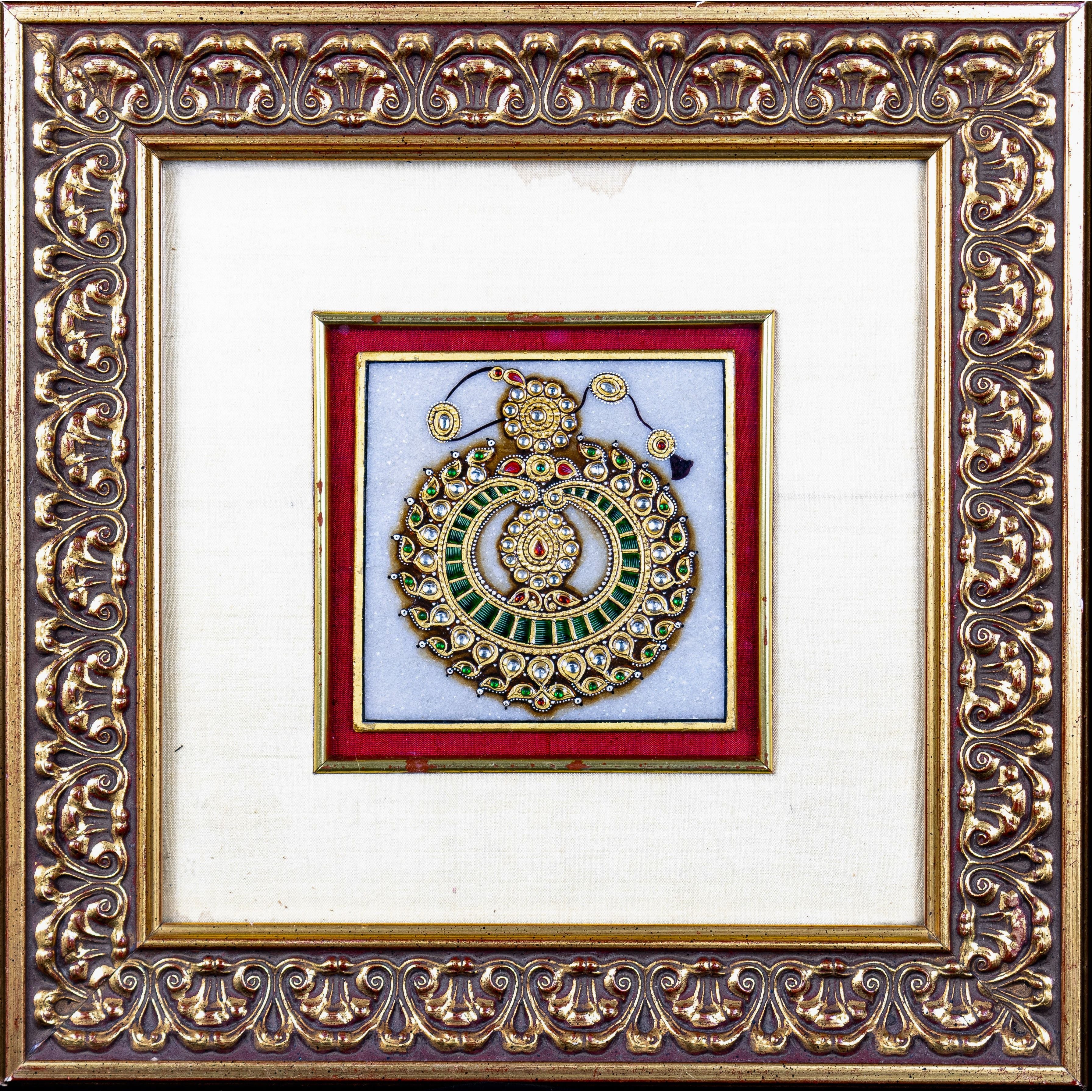 Antique Jewellery in a frame, Alabaster,Indian