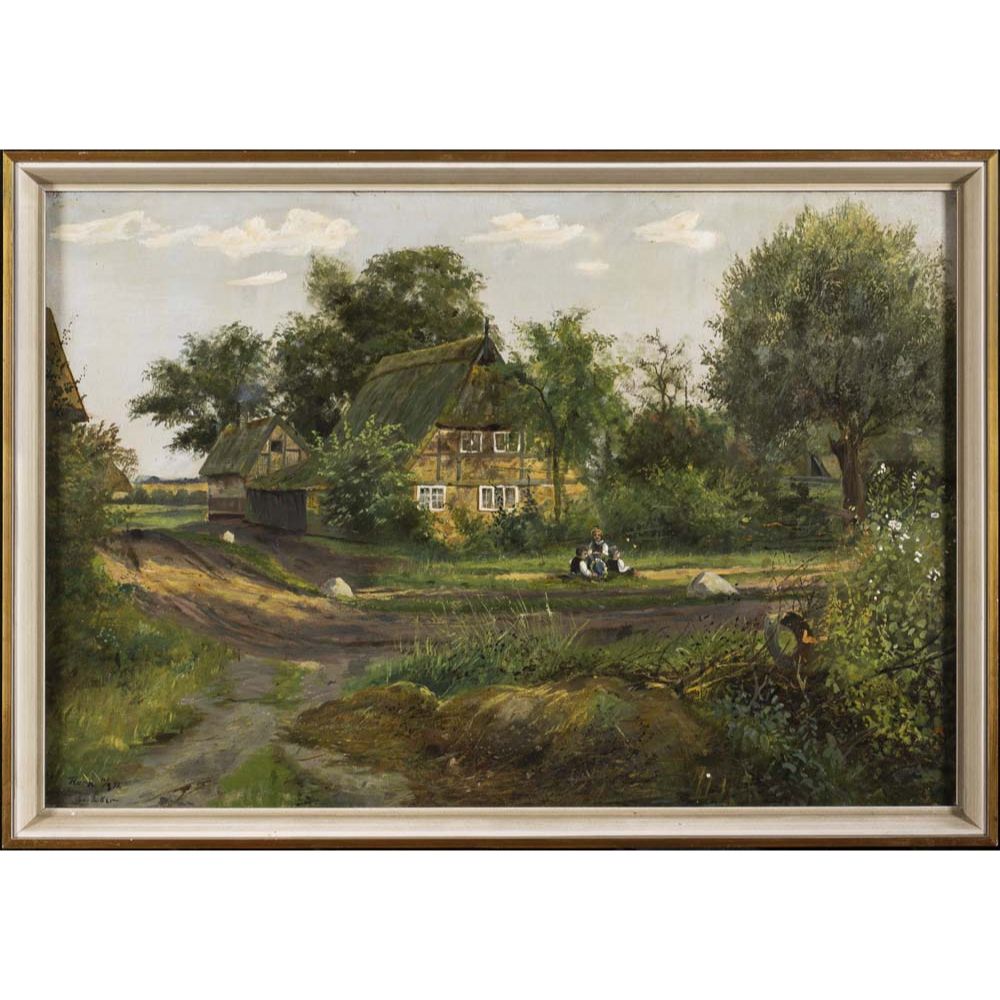 Oil Painting, Hamburg Village Scene, Rudolph Albert, Becker-Heyer