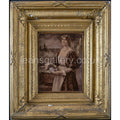 Antique, Chrystoleagram, Lady with fruit Tray, Gilt Framed