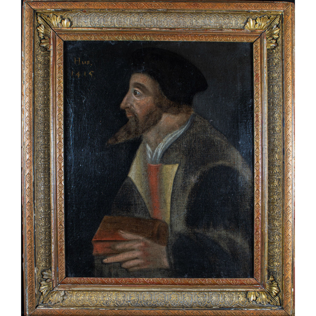 Oil Painting, Jan Hus, RARE 18th-Century,  Courageous Reformer of Christian Religion