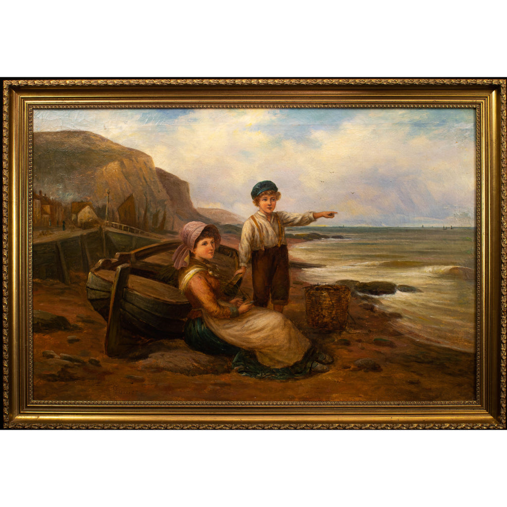 Painting, 'Waiting for Papa', G Turner, Oil on canvas