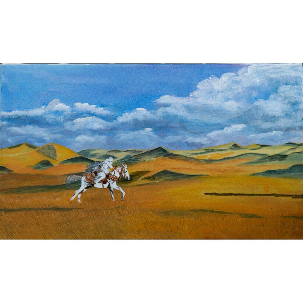 Oil Painting, Horse Rider, beautiful Desert scene
