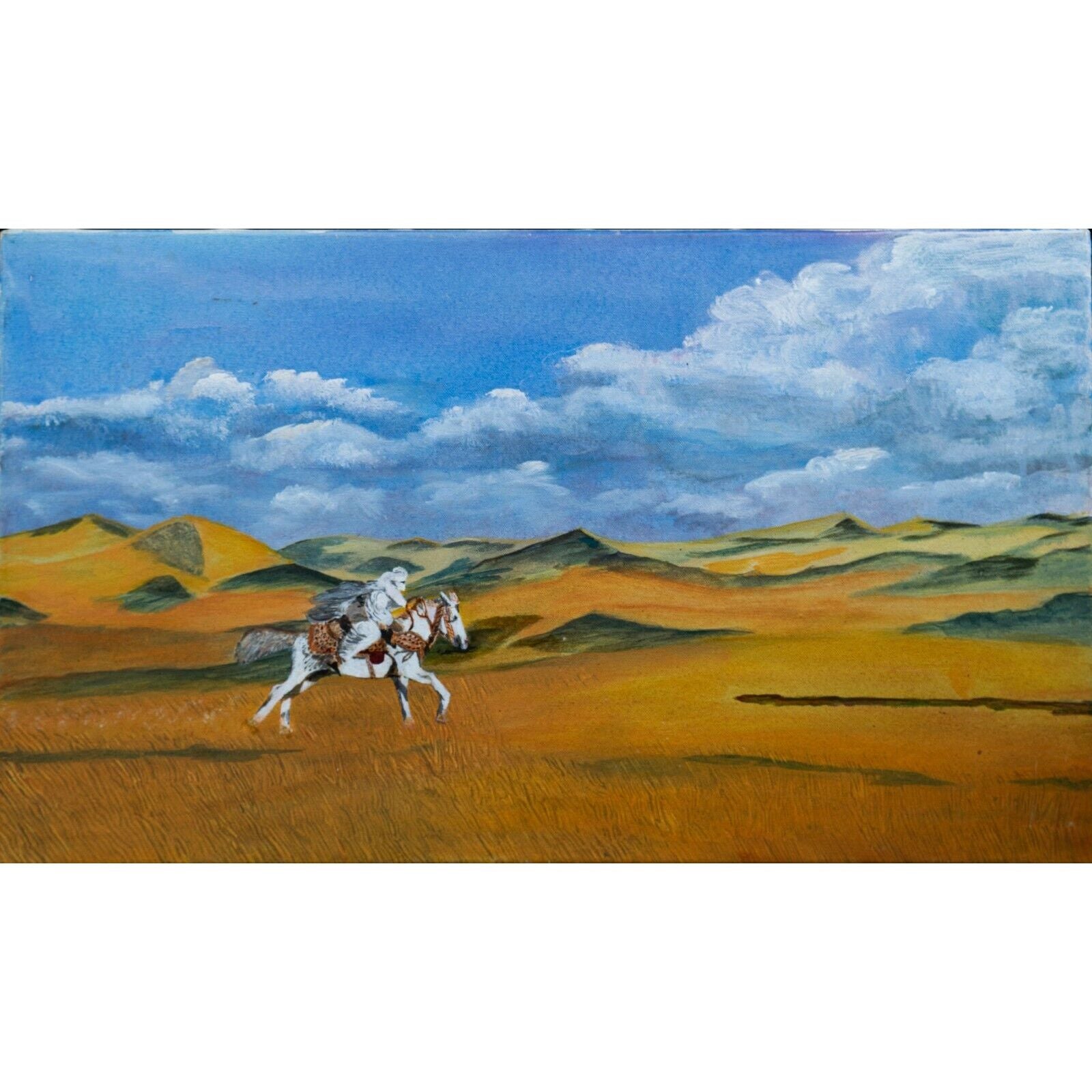 Oil Painting, Horse Rider, beautiful Desert scene