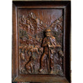 Wood carving Antique Mountain scene Continental Shepherd with Dog